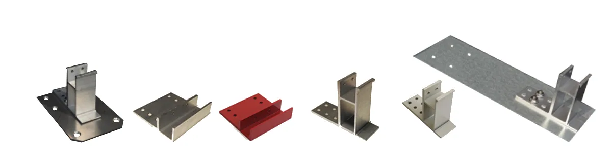 several brackets for mounting bar systems to a variety of roofing materials