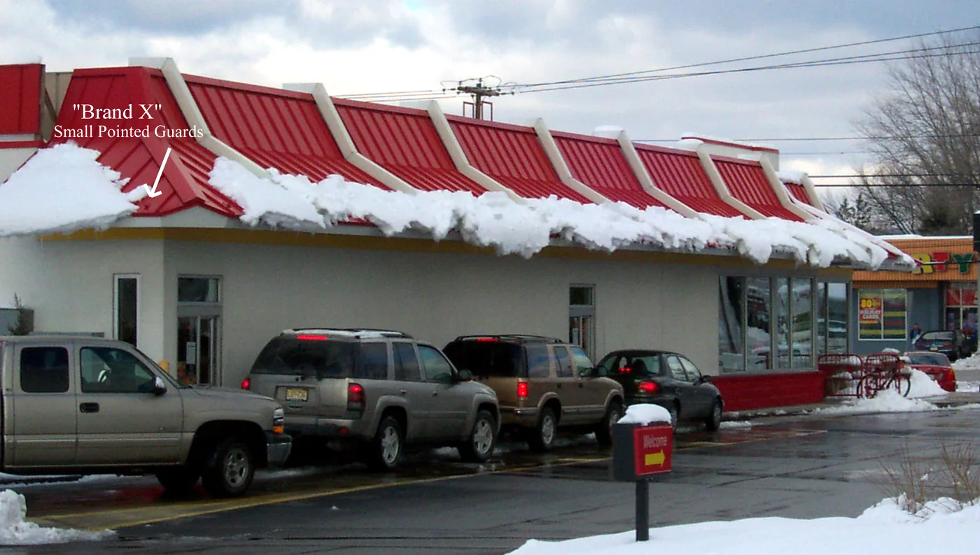 In terms of liability exposure for the restaurant owner, a properly specified snow guard system is the most logical solution to this problem