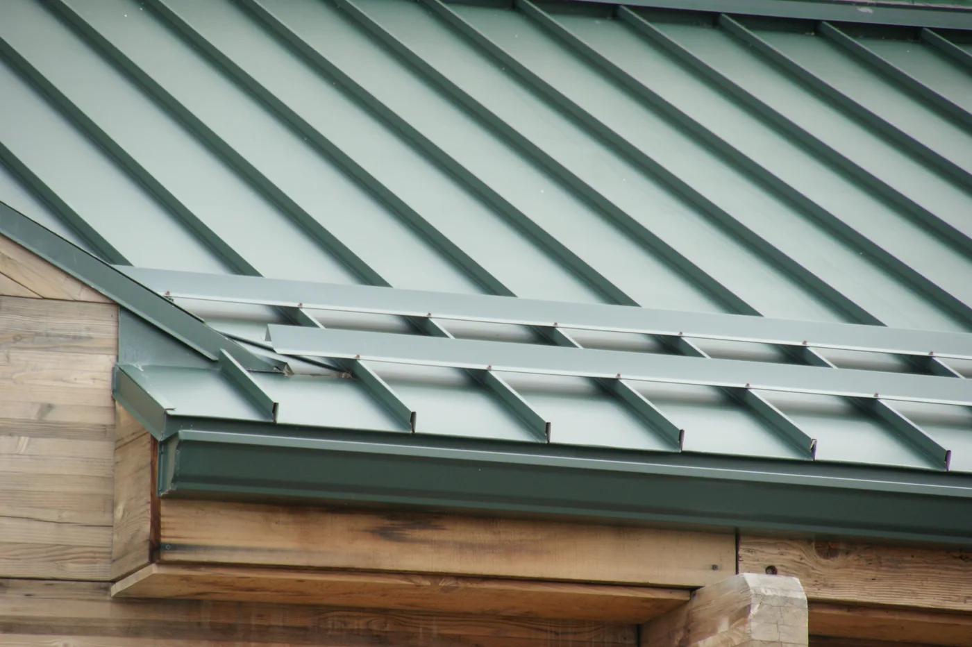 Alternate view of an installer-fabricated angle fastened through a standing seam