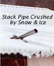 Chimney and roof penetration exposed to sliding snow and ice